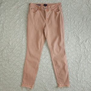 NYDJ Pastel Peach Ami Skinny Legging Stretch Raw Hem Jeans